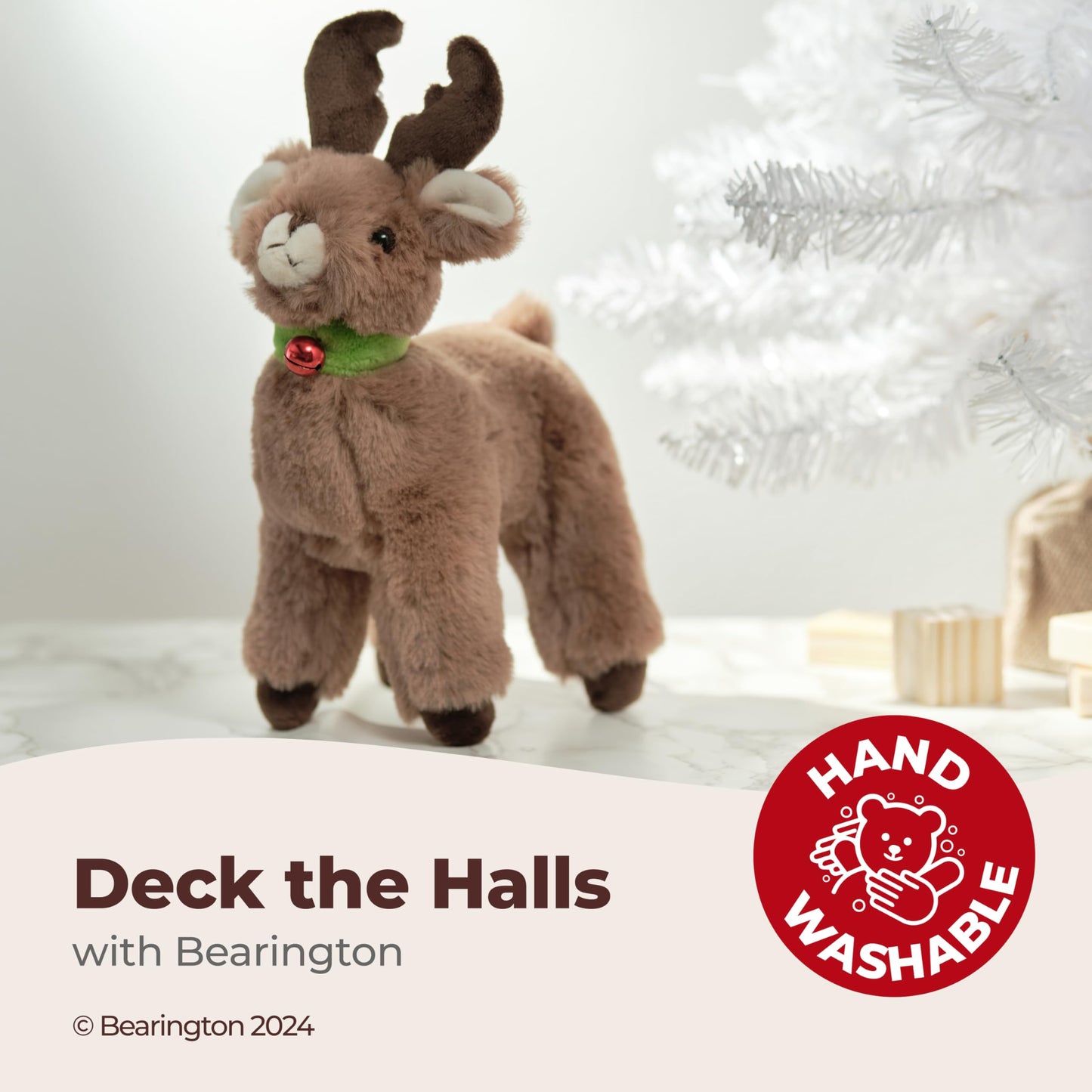 Bearington Jolly Reindeer Stuffed Animal, 6 Inch Christmas Plush Gifts for Kids