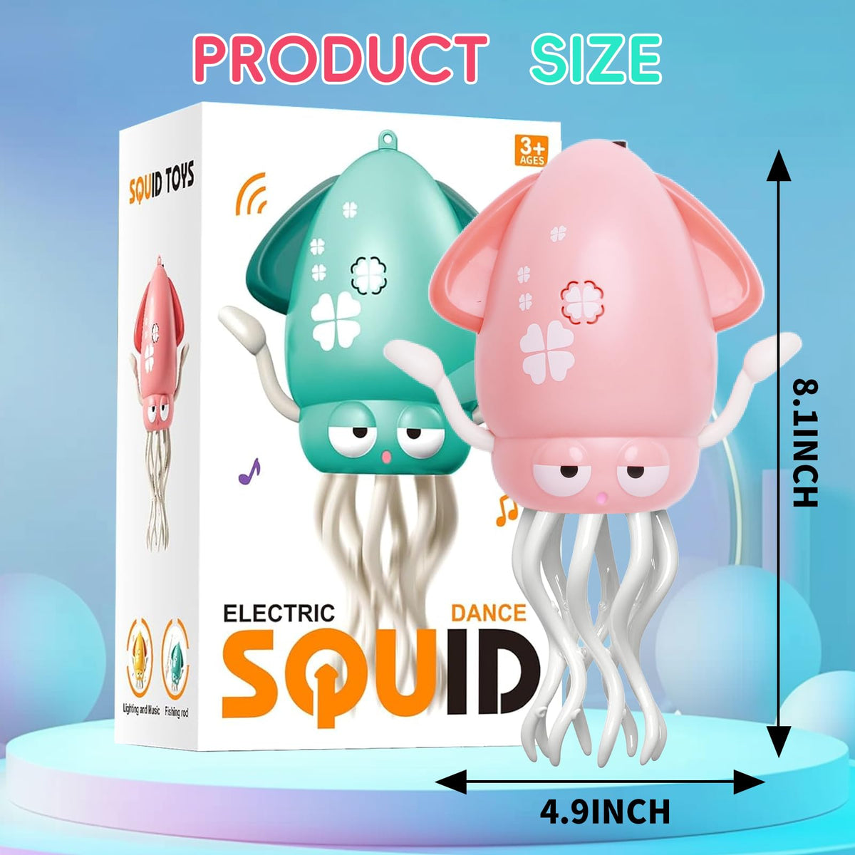 Dyale Dancing Squid Toy, Dancing Music Squid Baby Toys for Ages 3 and Up for Kids,Pink
