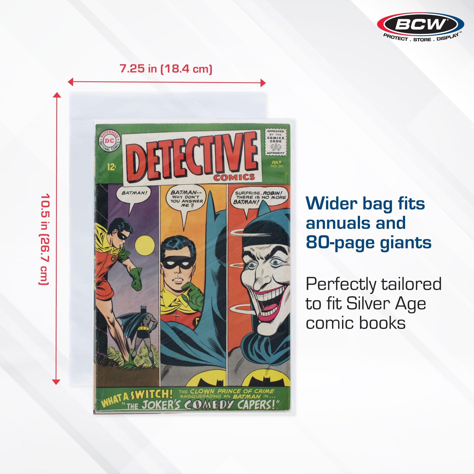 BCW Resealable Thick Silver Age Comic Bags - 200 ct | Archival Quality, Acid-Free Protection for Silver Age Comic Books | 7 1/4 x 10 1/2 inches Comic