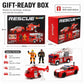 Fire Rescue Toy Set for Kids Ages 3+ - Friction Powered Fire Truck, Rescue Helicopter, Fire Chef Car & 2 Firefighter Figures with Lights & Sounds