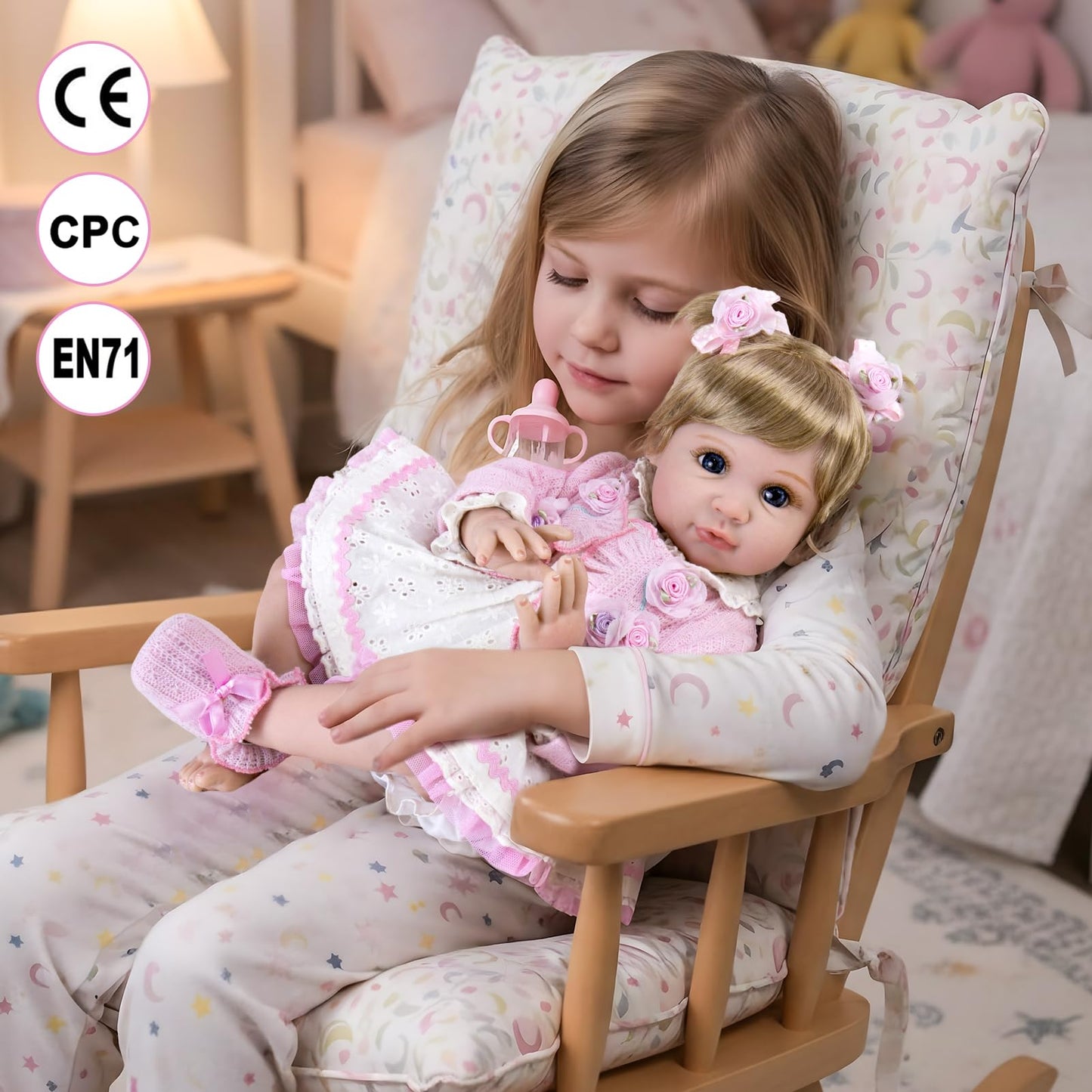 Aori Reborn Baby Dolls 22 Inch - Realistic Baby Doll for Kids 3+ Years - Lifelike Newborn Baby Girl with Pink Outfit - Handmade Cloth Body Reborn