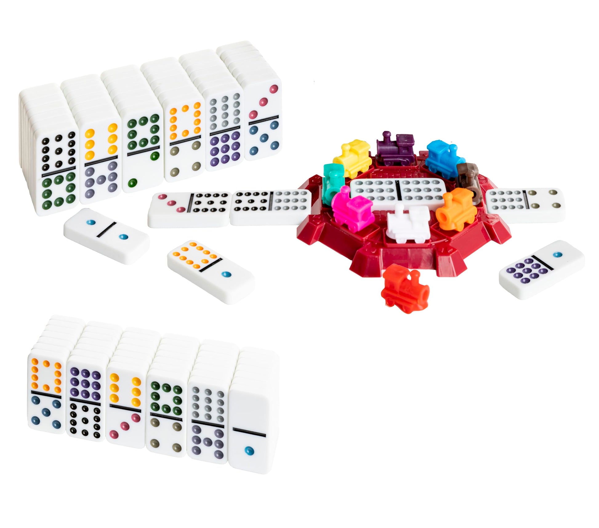 Continuum Games Family Traditions Mexican Train Dominoes Tin, Crystalline Dominoes