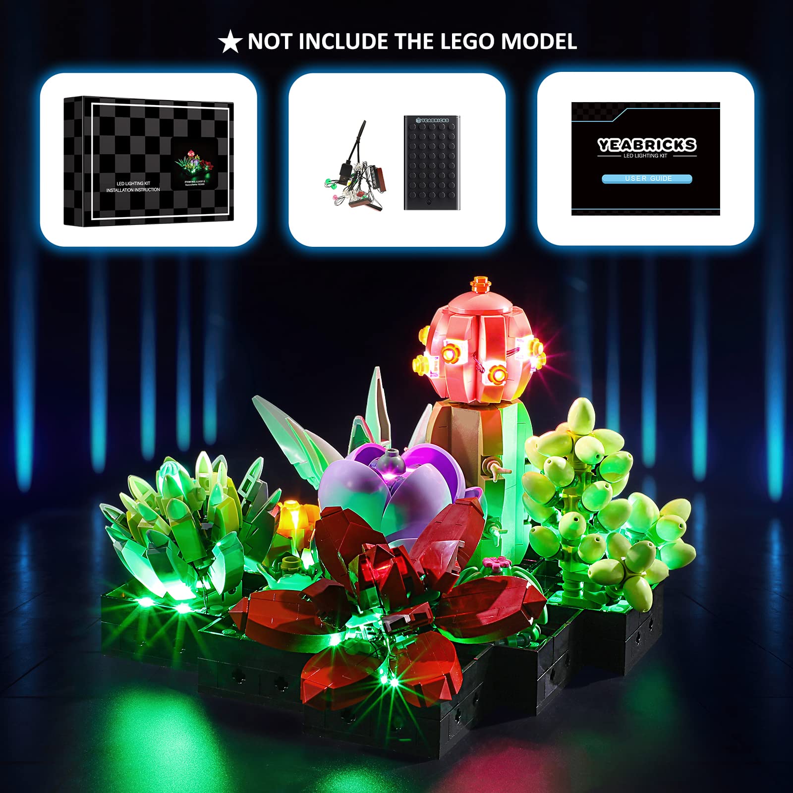 YEABRICKS LED Light for Lego-10309 Creator Succulents Building Blocks Model (Lego Set NOT Included)