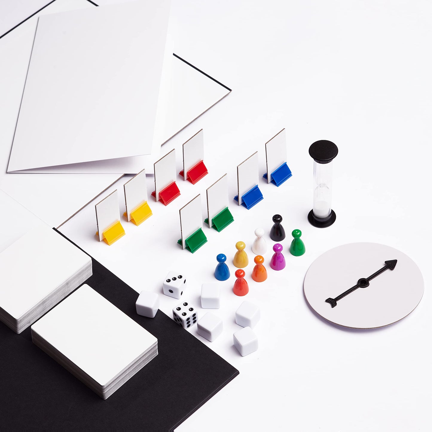 Create Your Own Board Game Set - DIY Kit with Blank Game Board, Game Pieces, Blank Cards, Dice, Spinner, Rulebook, Sand Timer - Build Your Own Game