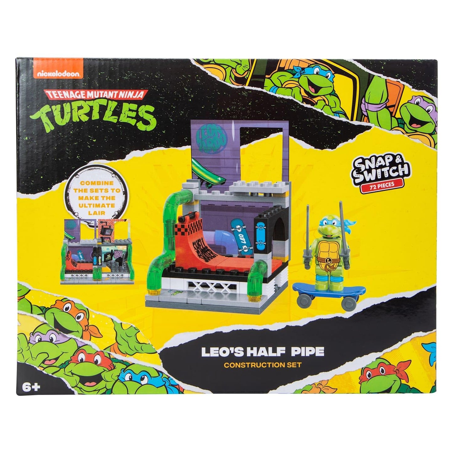 Snap & Switch Teenage Mutant Ninja Turtles Leonardo's Halfpipe Set - Buildable Toy Set for Creative Play and Fun - Ages: 6+