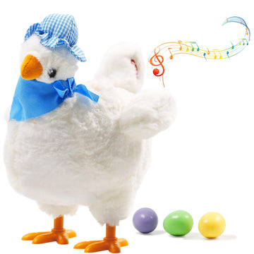 SOMOYA Chicken Laying Egg Electric Plush Toys White