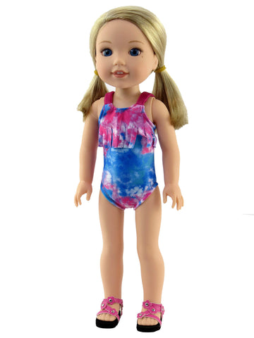 American Fashion World Tie Dye Swimsuit for 14-Inch Dolls | Premium Quality & Trendy Design | Dolls Clothes | Outfit Fashions for Dolls for Popular
