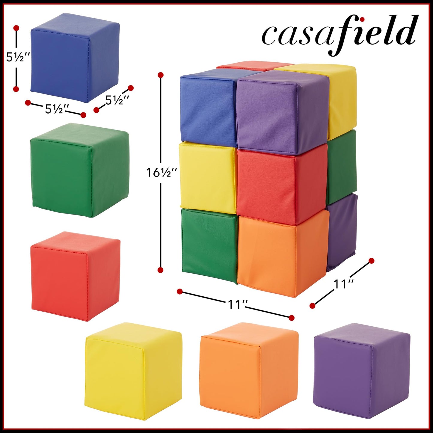 Soft Play Foam Blocks for Toddlers, Colorful Stacking Cubes by Casafield