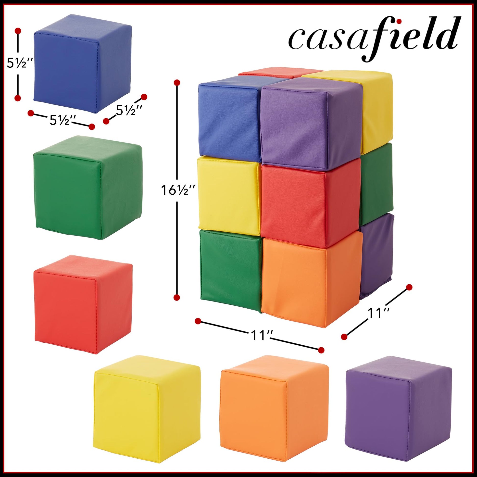 Soft Play Foam Blocks for Toddlers, Colorful Stacking Cubes by Casafield