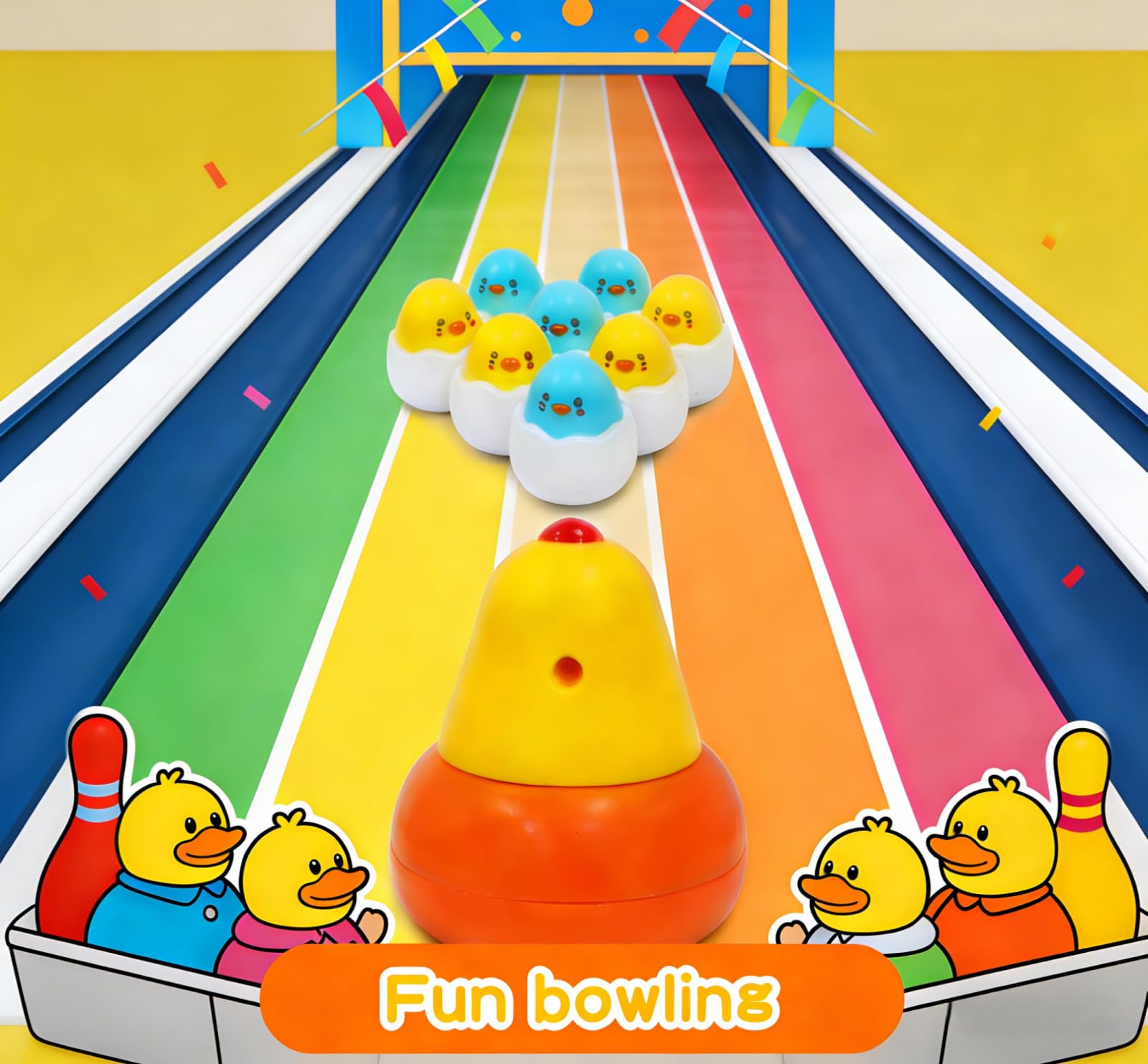 4 in 1 Table Game for kids, Bounce and Catching Game, Fishing Game, Bowling Toy, Tic-Tac-Toe, Music,Light, Hook-a-Chicken, Hand-Eye Coordination