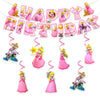 13Packs Princess Peach party supplies Include 12 pcs Hanging Swirls and 1 Happy Birthday Banner for Princess Peach party Decoration