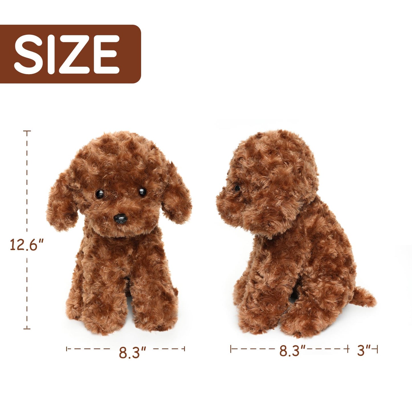 WEIGEDU Adorable Labradoodle Plush Toy Fluffy Red Brown Poodle Stuffed Animal Dog Puppy, 12.6" - Perfect for Kids, Babies, Birthday, Nursery