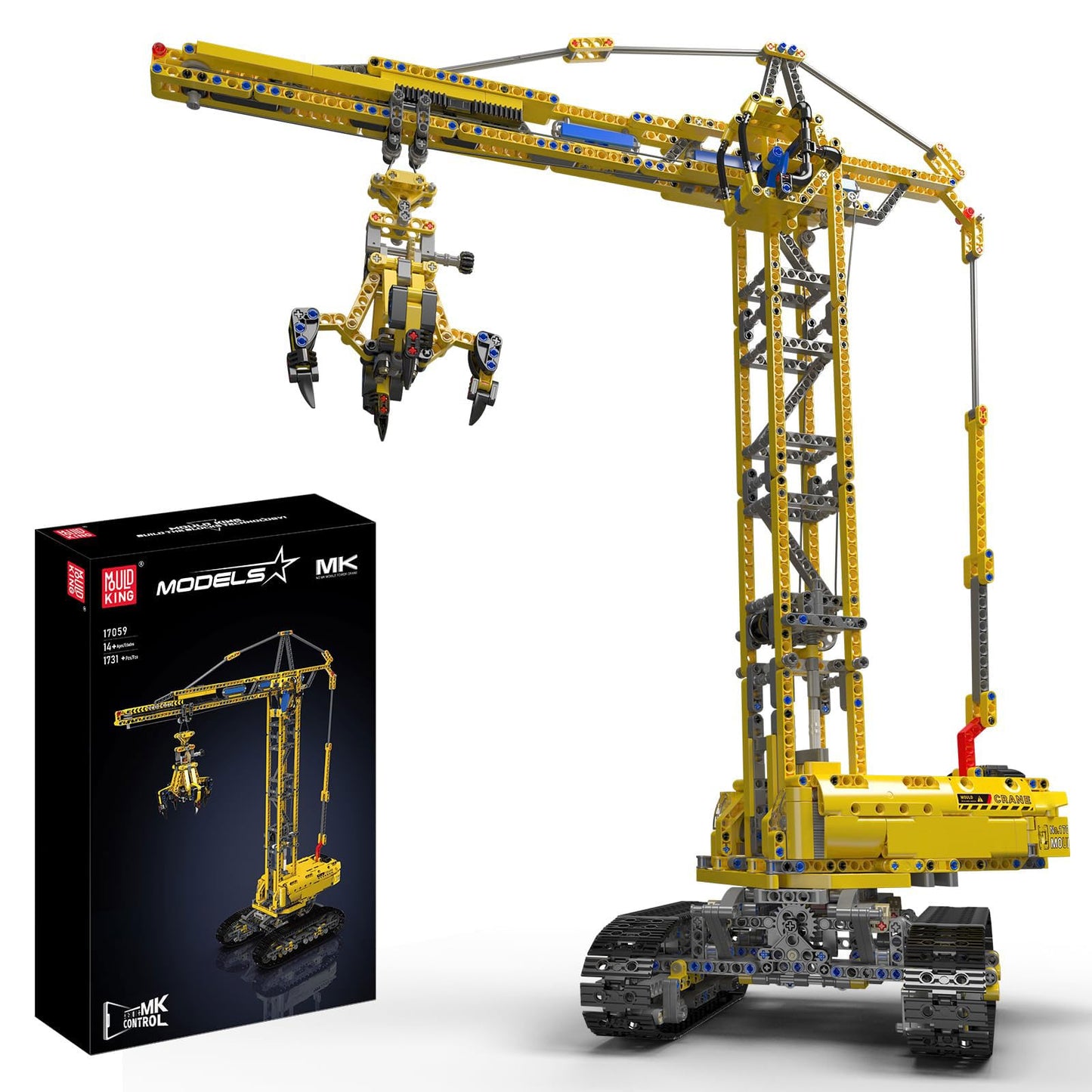 Mould King 17059 Technology Tower Crane Fixture Building Blocks Kit, APP Remote Control Crane Toys, Heavy Crane Model Blocks Set with Motor Toy (1731