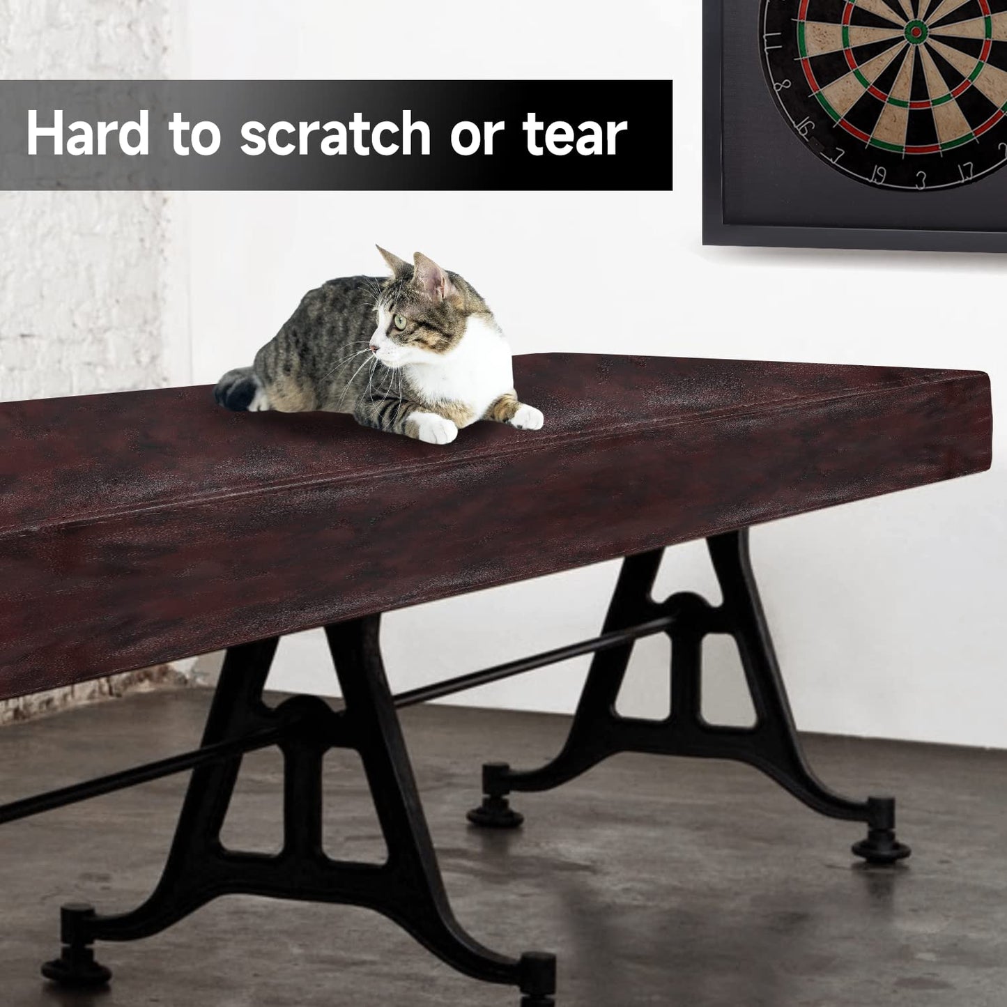 GSE Games & Sports Expert 9' Brown Heavy-Duty Leatherette Shuffleboard Table Cover for Shuffleboard Table Accessories