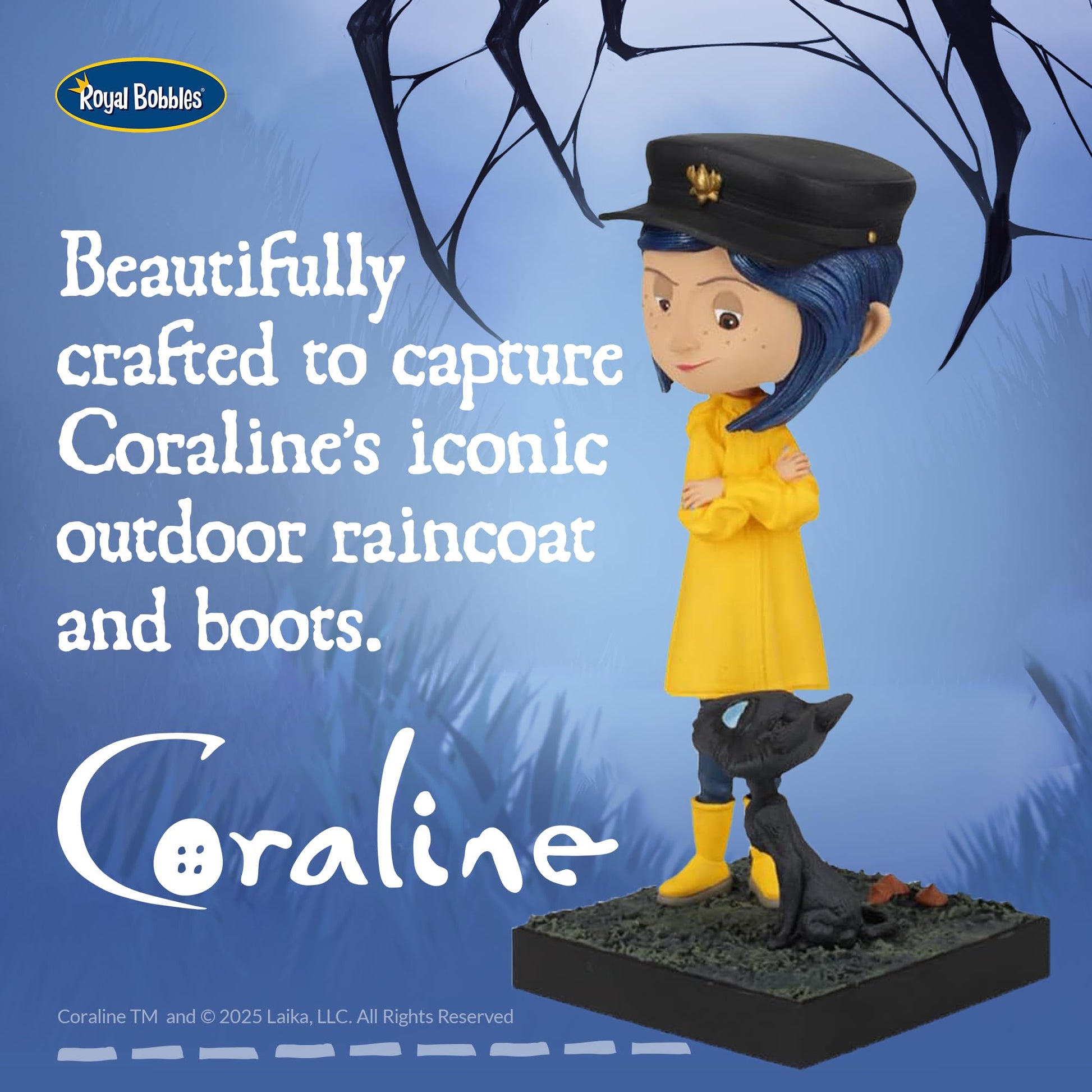 Royal Bobbles Coraline with The Cat - 6.5 Inches Tall - Collectible Bobblehead Statue