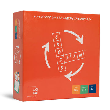 JoPat Games Cross Spin Crossword Board Game, Word Puzzle Game for 2-6 Players, 160 Cards, 10 Boards