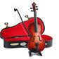 Dselvgvu Wooden Miniature Violin with Stand, Bow and Case Mini Violin Musical Instrument Replica Collectible Figurines Collection Decorative Ornament
