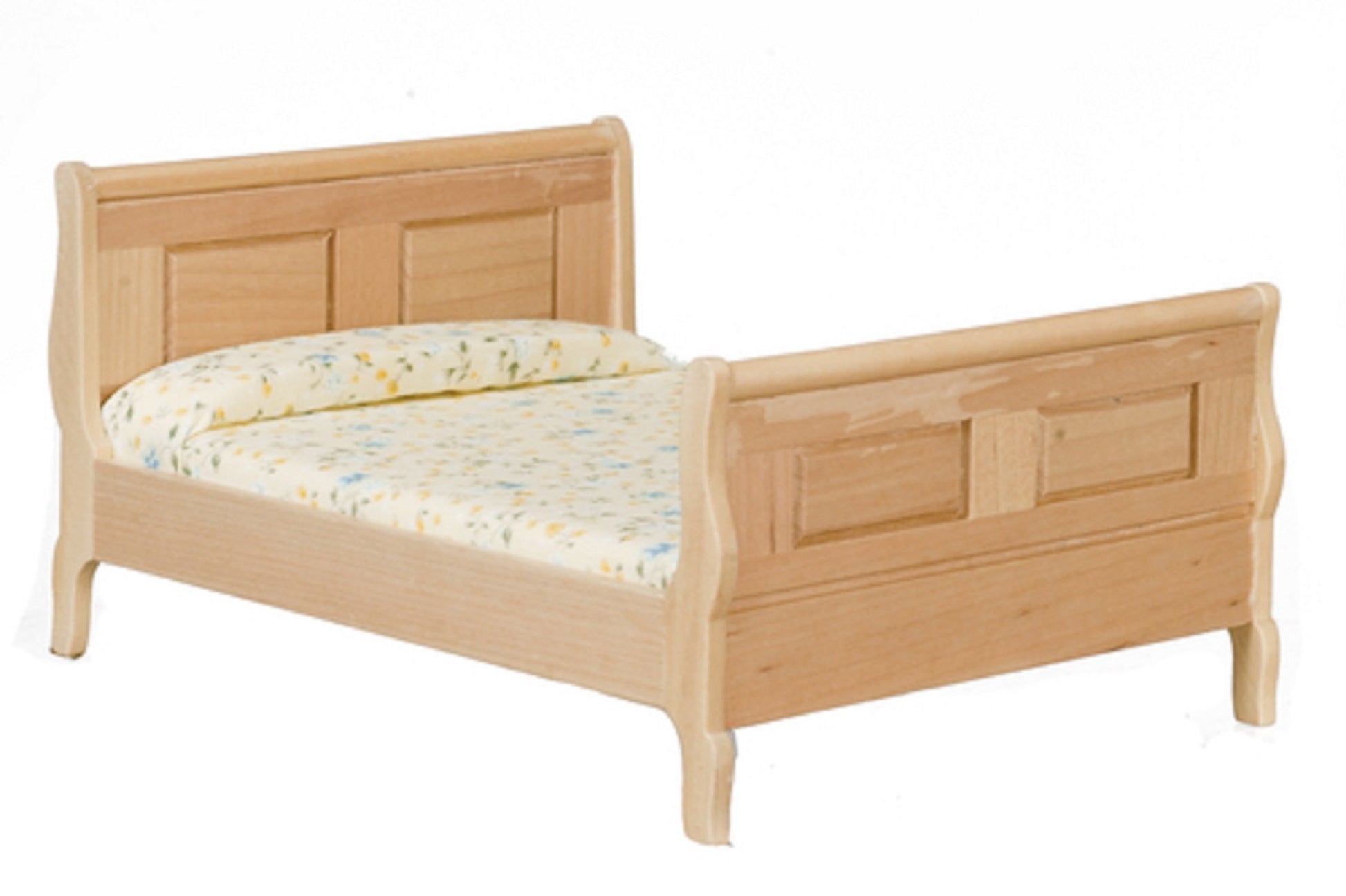 Melody Jane Dollhouse Light Oak Sleigh Bed Double Miniature 1:12 Bedroom Furniture
