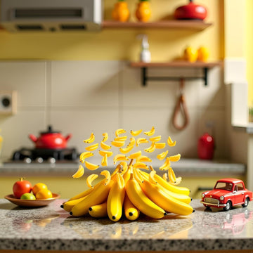 30Pcs Yellow Mini Plastic Artificial Bananas 1/12 Scale Dollhouse Accessories, Realistic Miniature Fruit Models for Fairy Garden Kitchen Decor & DIY