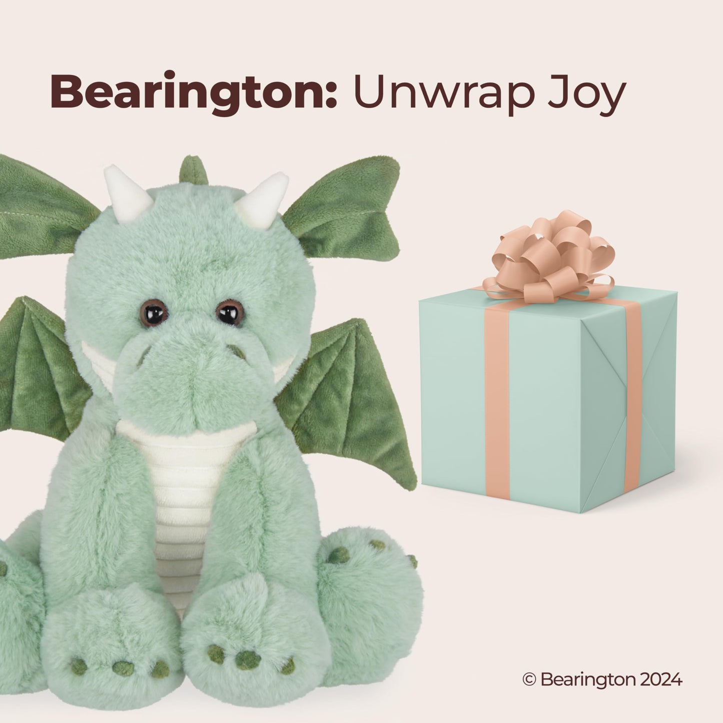 Bearington Collection Burnie Plush Dragon Stuffed Animal, 10.5 Inch