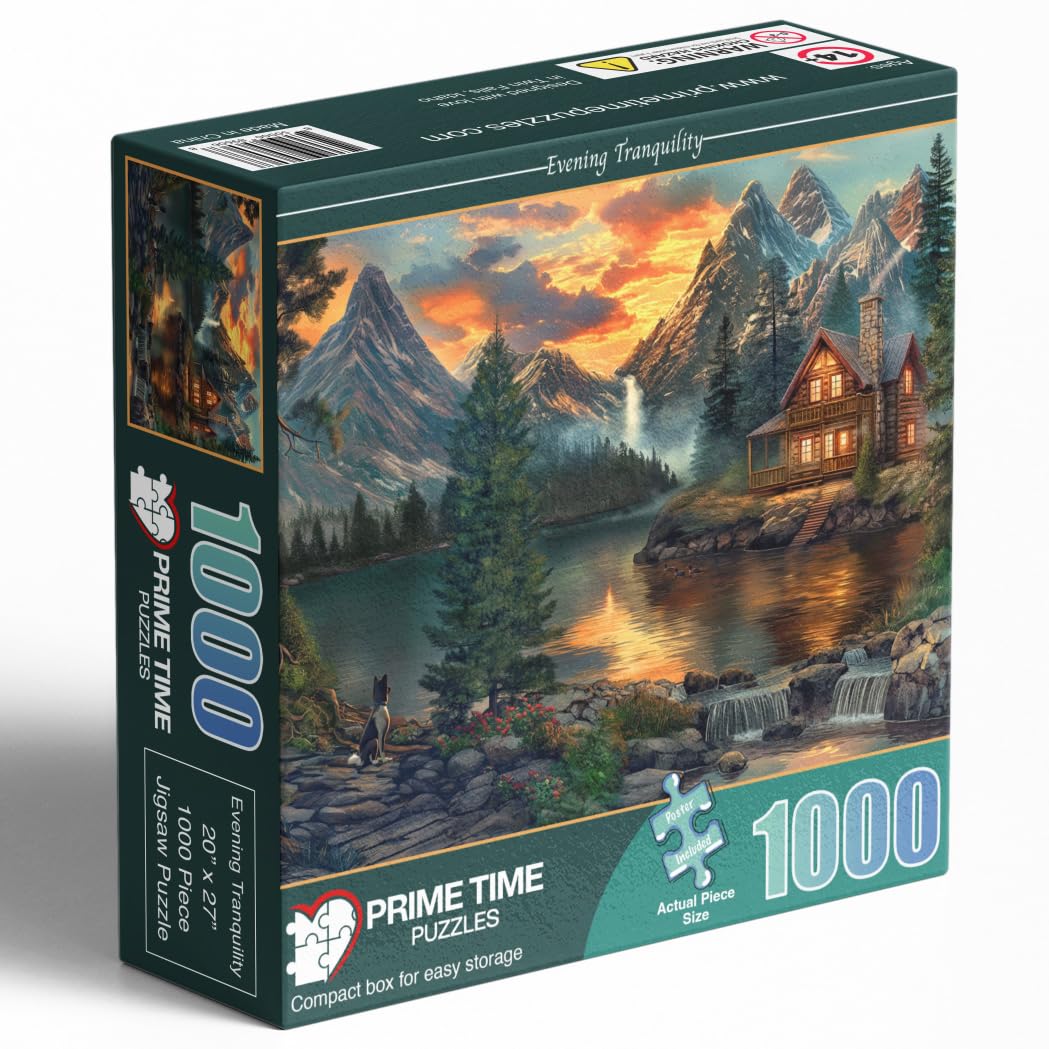 Prime Time Puzzles Adult Jigsaw Puzzle 1000 Piece Mountain Cabin