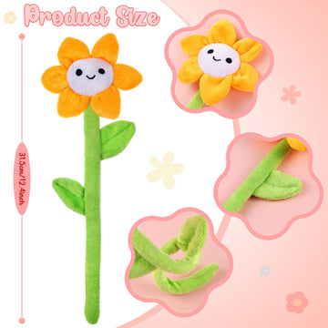 10 Pcs Plush Sunflower Flower Stuffed Bendable Stems Plush Bouquet Toy Soft Rose Flower 12.6 Inch for Christmas Classroom 2026 Mother's Day Valentines