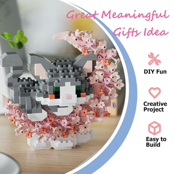 TENYEAH 2 in 1 Micro Cat Building Block Set Animals for Adults, 2 Packs Cat Building Toy, Mini Goodie Bags Stuffers, Classroom Prizes, Animal Party