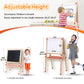 Wooden Adjustable Easel for Kids, Quick-Fold Kids Easel with Paper Roll&Accessories, Double Sided Painting Easels for Toddlers 3,4,5,6,7,8,9,10 Years