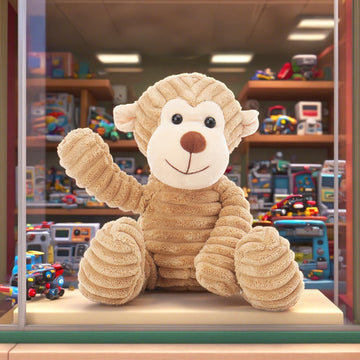 Apricot Lamb Toys Plush Corduroy Monkey Soft Stuffed Animal for Kids 8.5''