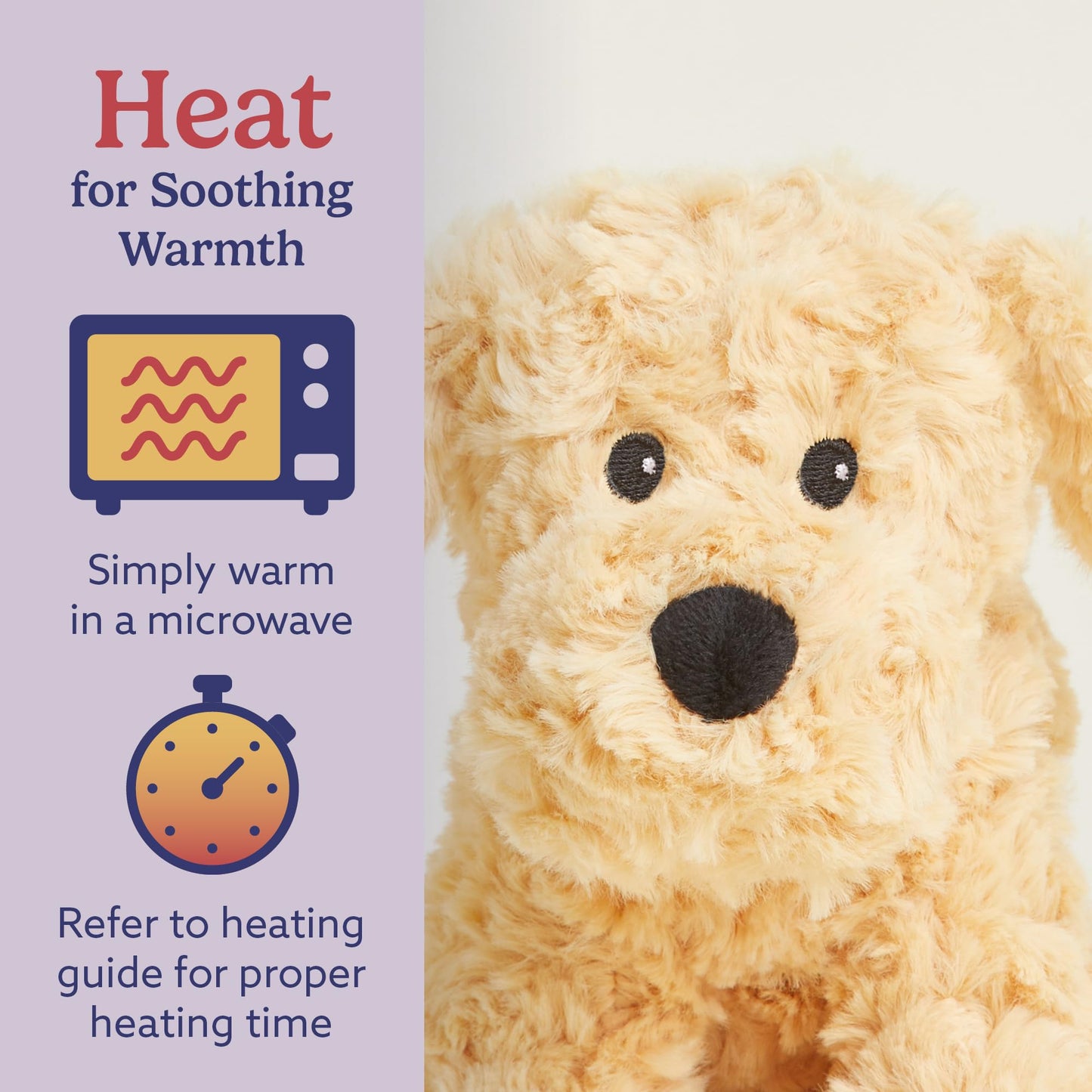 warmies Junior Microwavable & Weighted Stuffed Animals, Golden Dog - Heated Stuffed Animal Plushie for Warmth & Comfort - Cute Soft Plush Toys