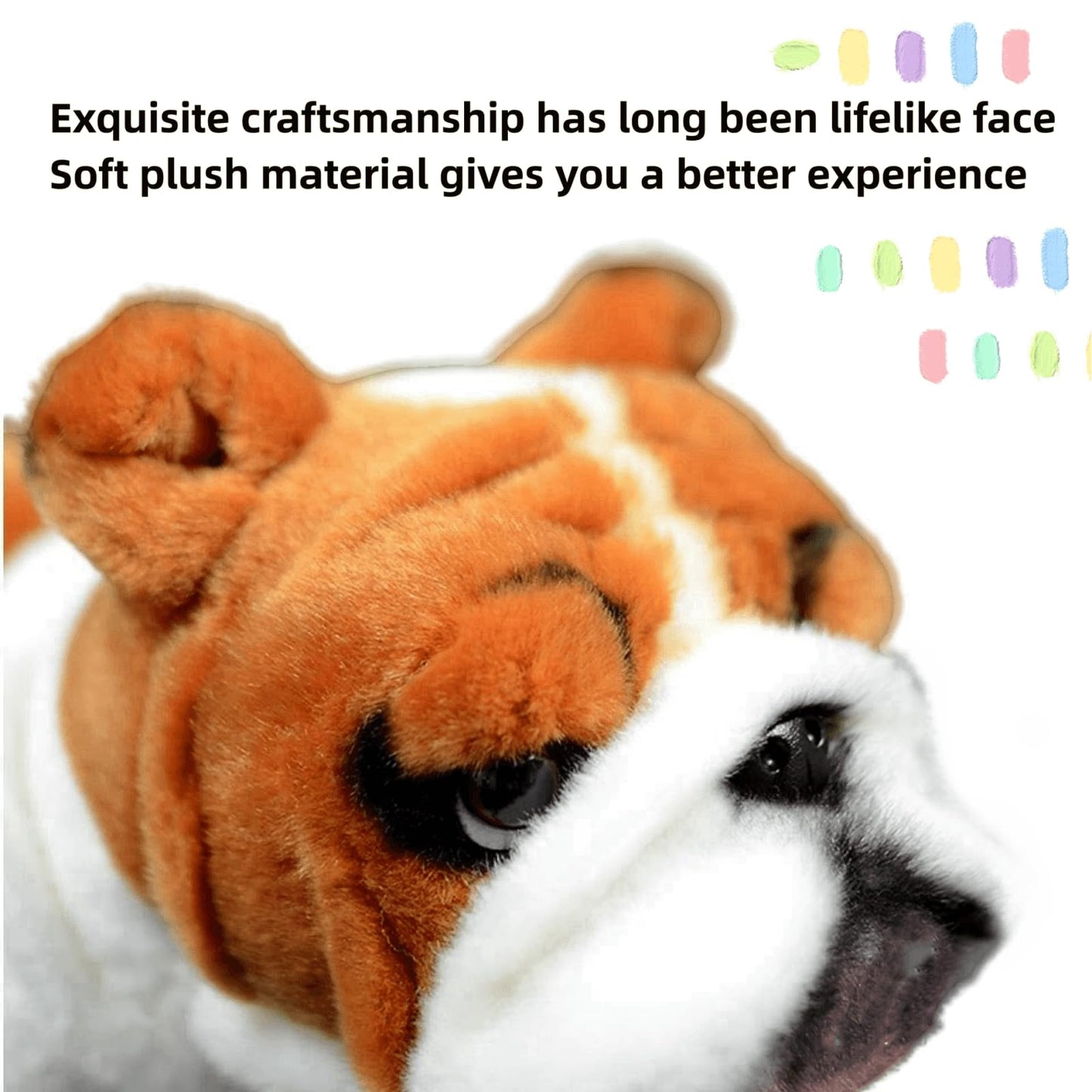 FRANKIEZHOU Lifelike Bulldog Plush-11.8" Bulldog Stuffed Animal,Soft Dog Stuffed Animals for Girls and Boys,Kid's Plush Toy,Hugging Plush
