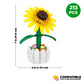 Brickcraft Bricktanicals Yellow Sunflower in Picket Fence Pot Brick Building Set, 213 Piece Botanical Flower Model, Ages 8 Plus, Collectible Build