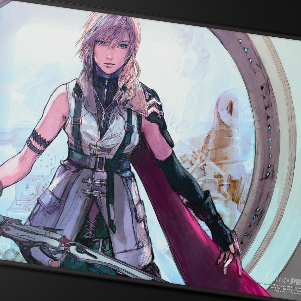 Ultra PRO - Final Fantasy x Universes Beyond Lightning, Army of One Black Stitched Playmat for Magic: The Gathering | Card Game Playmat, Final Fantasy