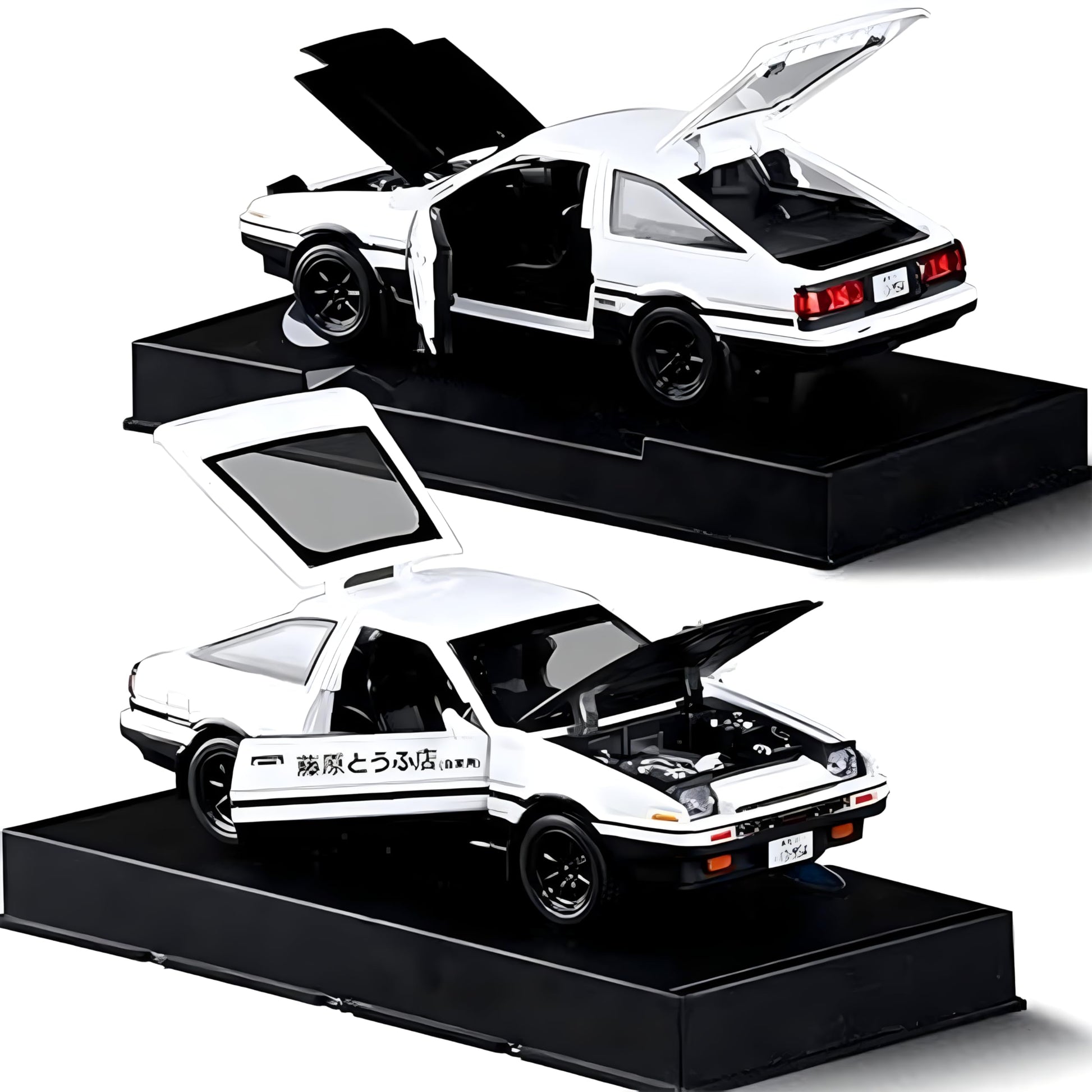 Mzexoma Initial D Trueno AE86 Alloy Diecast Car Model, Sports Car Toys for Kids and Adults,Pull Back Vehicles Toy Cars (Black-Type A)