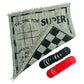 YH Poker 3 in 1 Giant Checkers Set and Tic Tac Toe Game with Reversible Rug - Indoor and Outdoor Board Game for Family, Great for Camping, Backyard