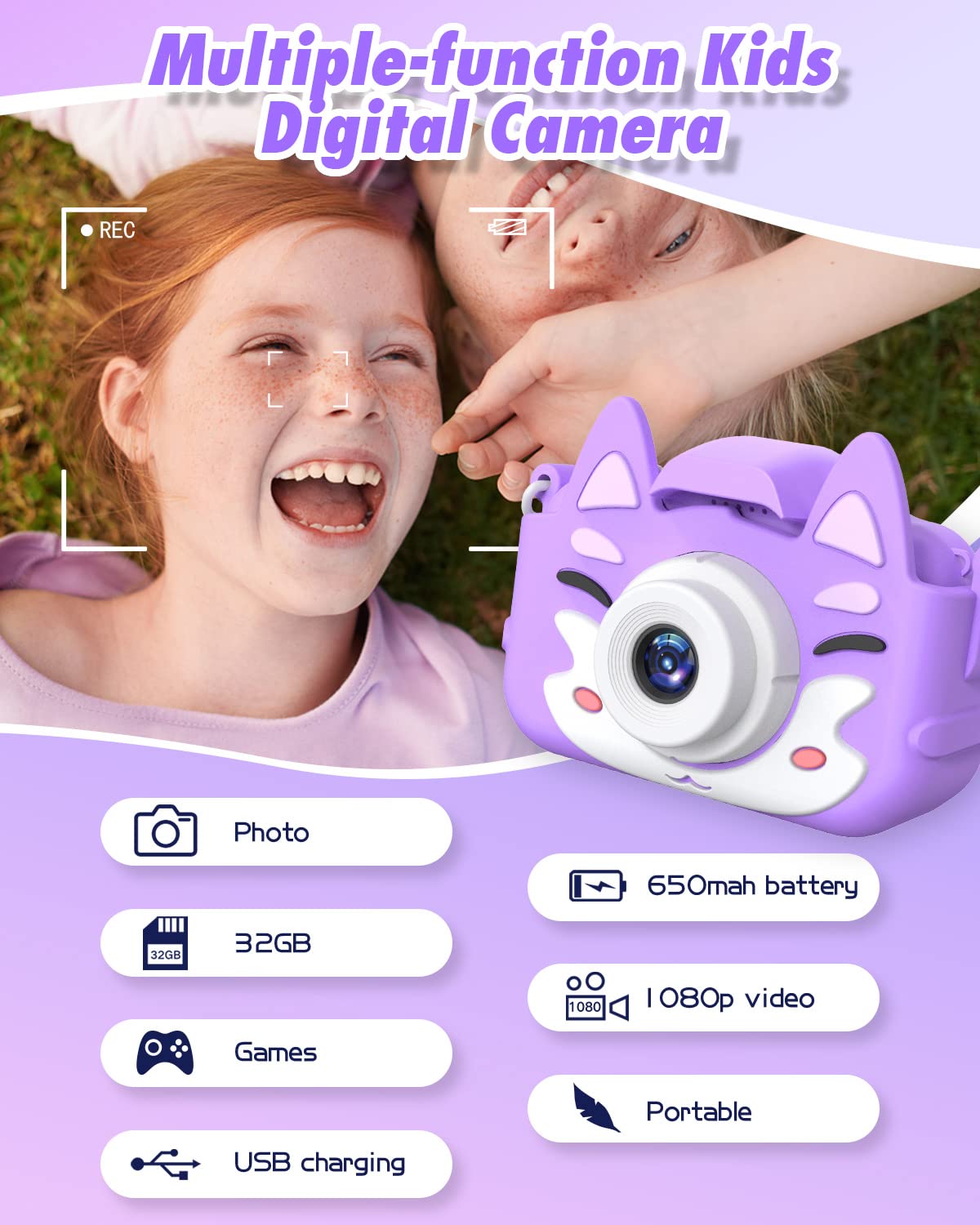 Slothcloud Kids Selfie Camera,Birthday Gifts for Boys Age 3-9,HD Digital Video Cameras for Toddler,Toy for 3 4 5 6 7 9 Year Old Teens with 32GB SD