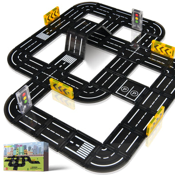 Aukit Magnetic Tiles Road Expansion Pack, Magnetic Building Blocks Construction Toys for 3+Year Old Boys Girls, Kids Toy Montessori Toys for Toddler.