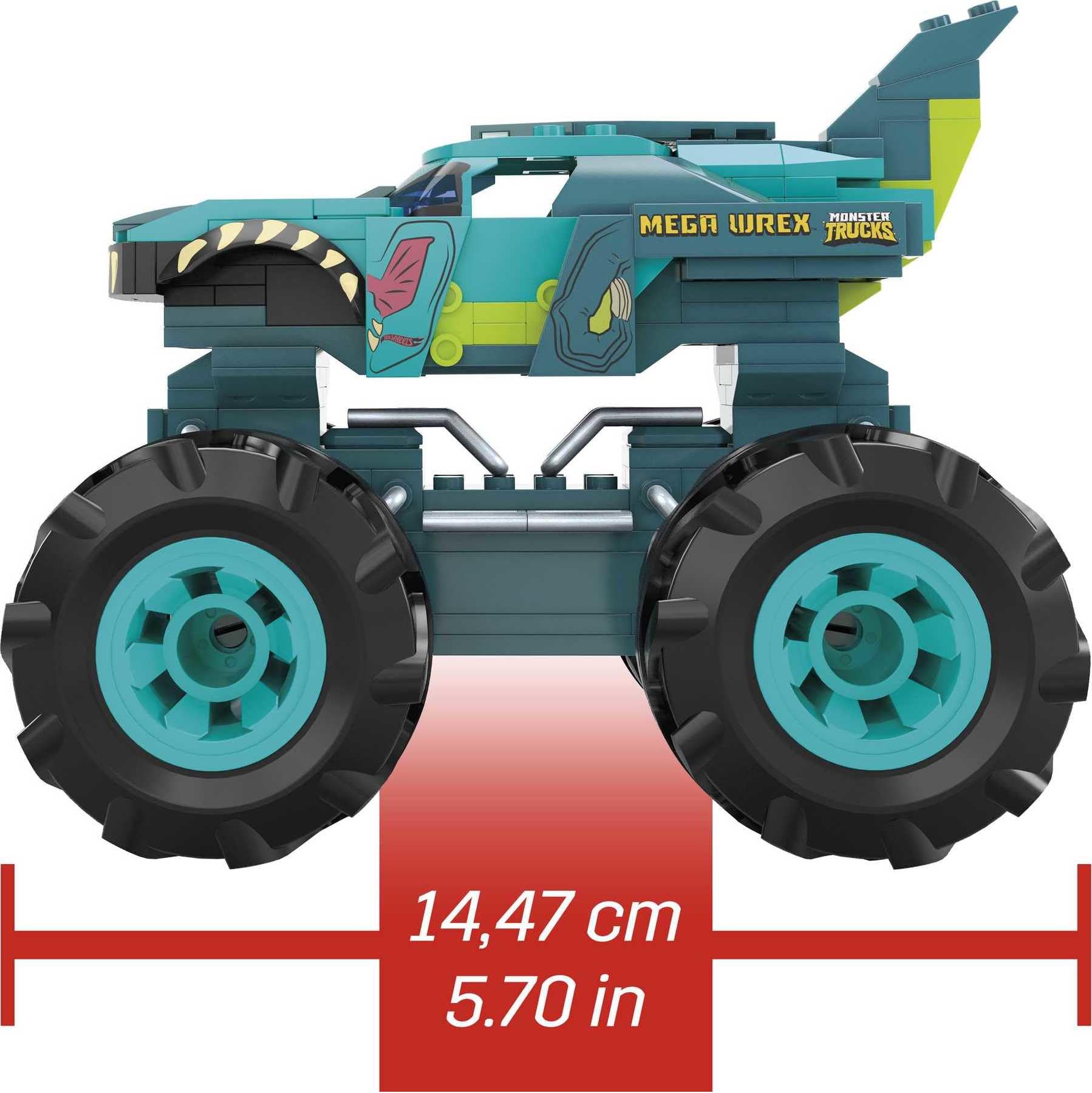MEGA Construx Hot Wheels Monster Trucks Toy Car Building Set, MEGA-Wrex with 187 Pieces, 1 Micro Action Figure Driver, Red, Kids Age 5+ Years