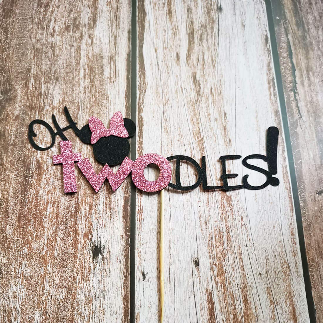 Oh Twodles Pink Cake Topper Second 2nd Birthday Party Supplies Decorations for Baby Girl Bday