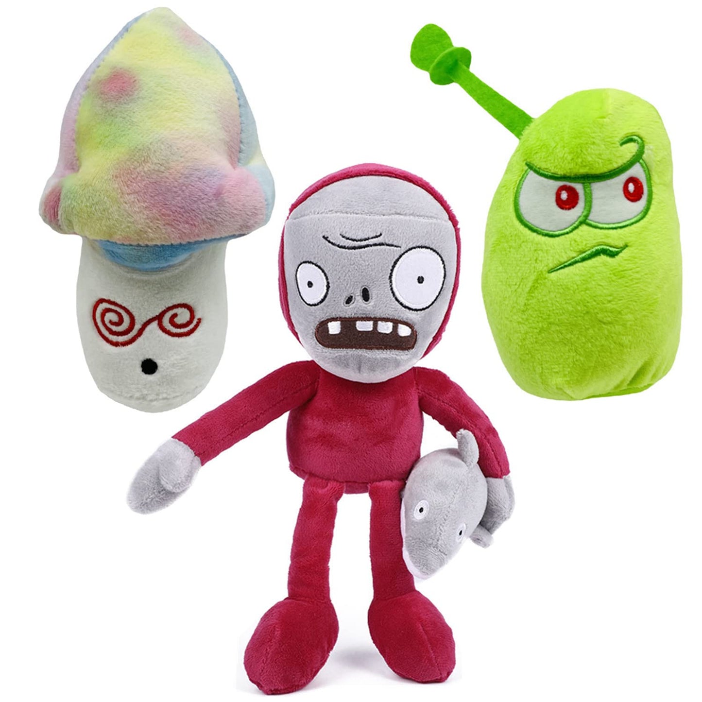 JHESAO 3 PCS Plants and Zombies Plush Sets Zombies Toy Hypno Shroom, 1 2 Stuffed Soft Dolphin Zombie Doll, Laser Bean PVZ Plushies Figure Doll