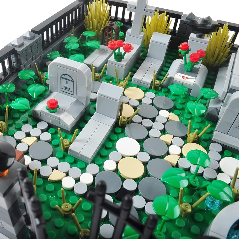 BAENRCY Halloween Haunted Mini Bricks Toys Set Cemetery Set Building Blocks Architecture Building Bricks Kit DIY Building Set Compatible All Major