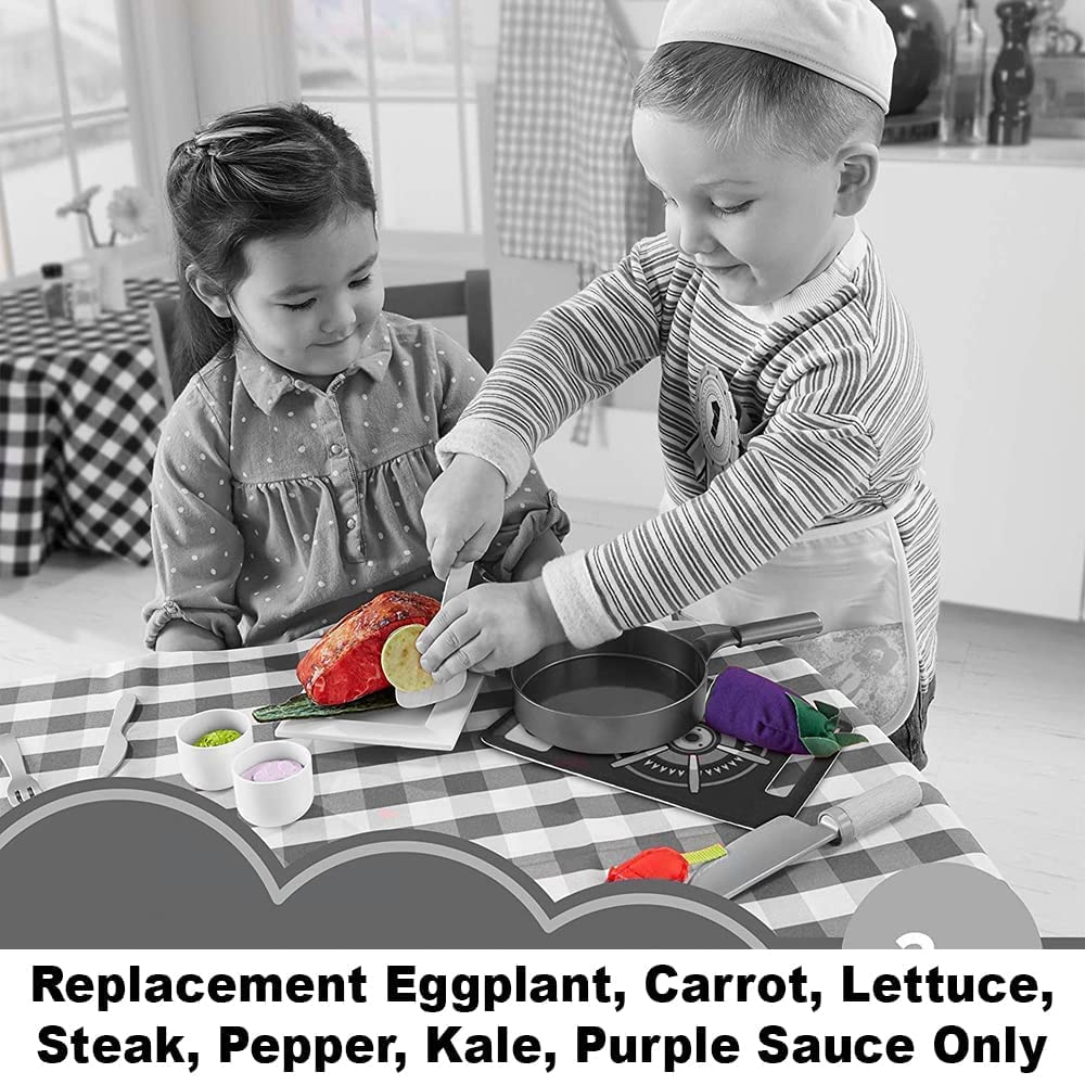Replacement Parts for Fisher-Price Head Chef Playset - GKW08 ~ Replacement Eggplant, Carrot, Lettuce, Steak, Pepper, Kale and Purple Sauce