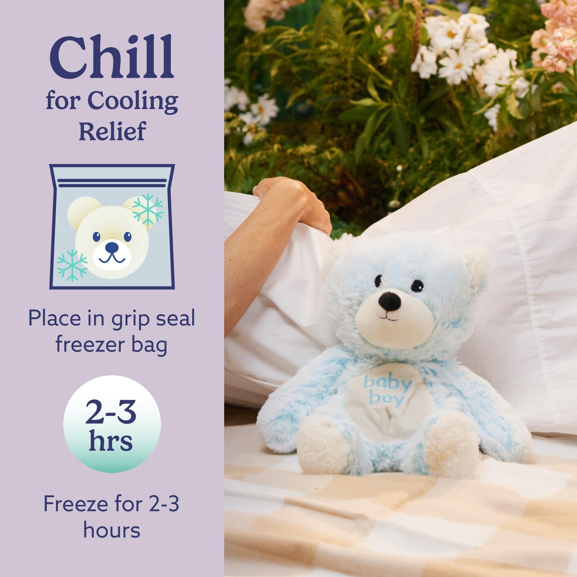 warmies Microwavable & Weighted Stuffed Animals, Baby Boy Bear - Heated Stuffed Animal Plushie for Warmth & Comfort - Cute Soft Plush Toys for Adults