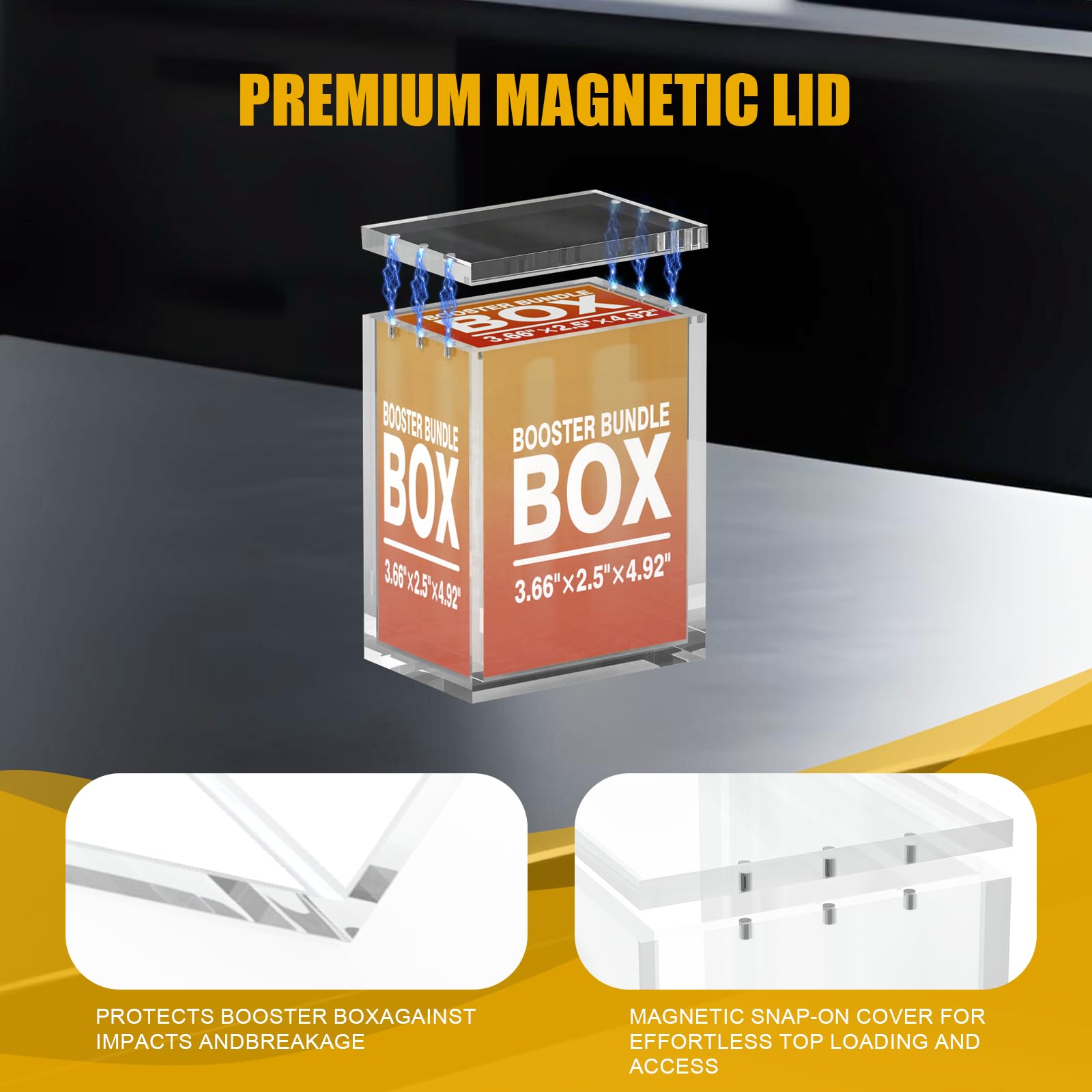 TCGENITH Booster Bundle Acrylic Magnetic Case for TCG Boxes, 5mm Thick Stackable Protector with Magnetic Closure, Display Storage for Card Game Packs