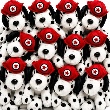 4E's Novelty 12 Pack Dalmatians Stuffed Animals - Soft Stuffed Dog Plush, 6” Small Puppy Plush with Fire Hat, Dog Toy for Kids, Birthday Party Favors