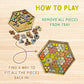 Bumble Jumble Tangram Puzzle, 23-Piece Wooden Brain Teaser, Eco Bamboo Hive Pack It in for Adults & Kids, Logic Desk Game & Quick Thinking Challenge