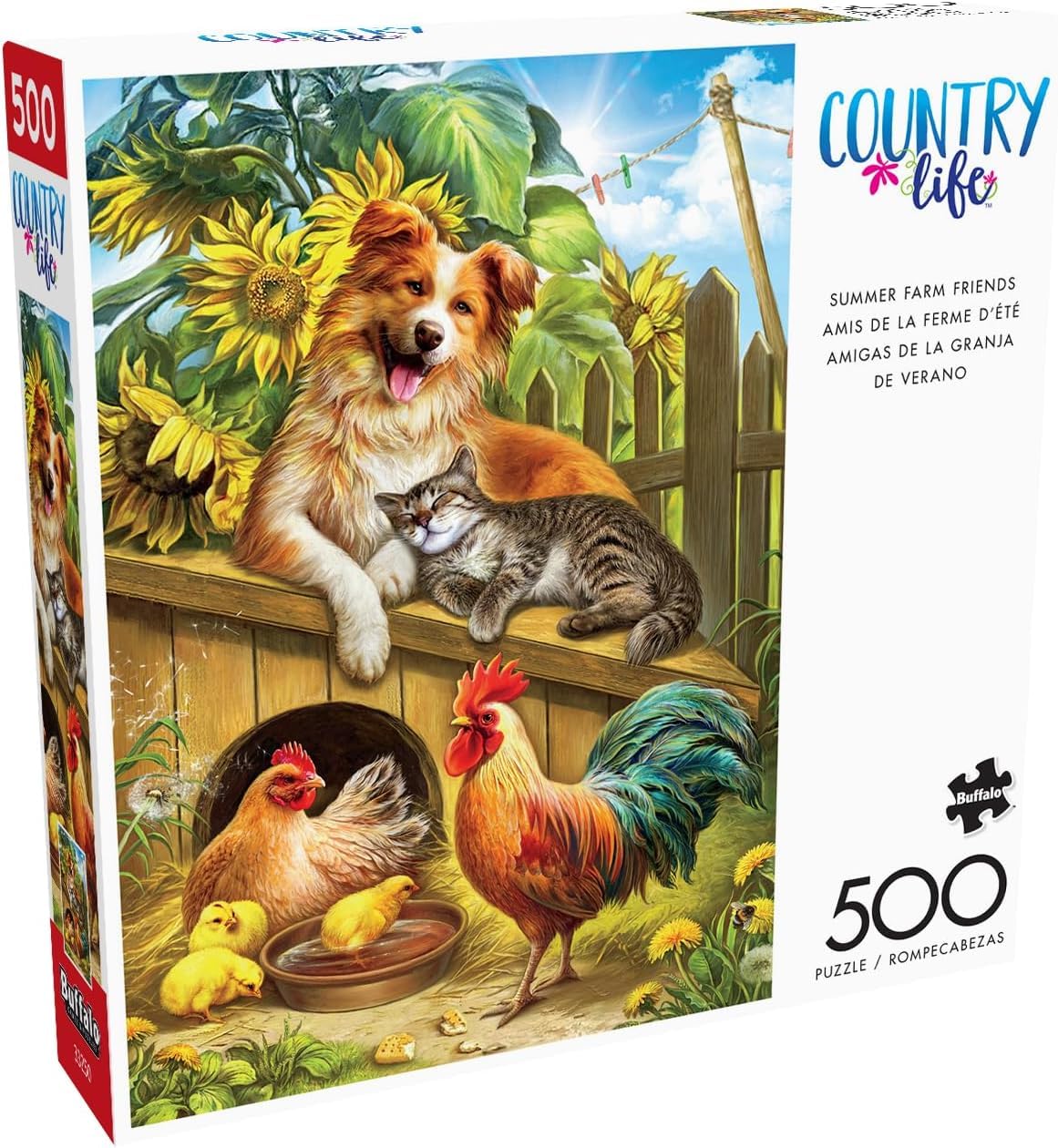 Buffalo Games - Nadia Strelkina - Summer Farm Friends - 500 Piece Jigsaw Puzzle for Adults -Challenging Puzzle Perfect for Game Nights - Finished Size