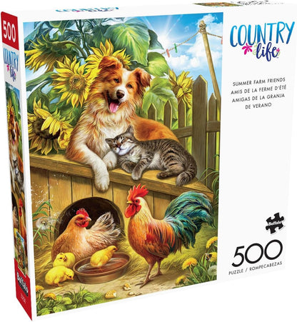 Buffalo Games - Nadia Strelkina - Summer Farm Friends - 500 Piece Jigsaw Puzzle for Adults -Challenging Puzzle Perfect for Game Nights - Finished Size