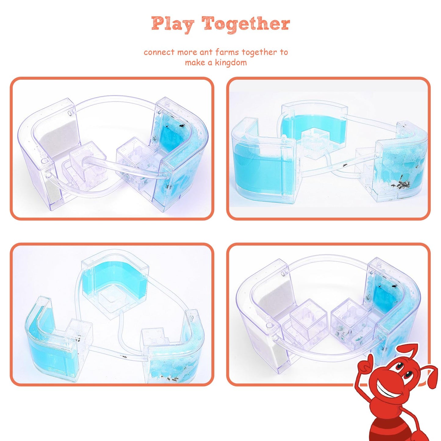 NAVADEAL Ant Farm Castle 2.0 with Connecting Tube, Ant Habitat Science Learning Kit, Best STEM 2021 Educational Kids Toy, Study Insect Behavior at