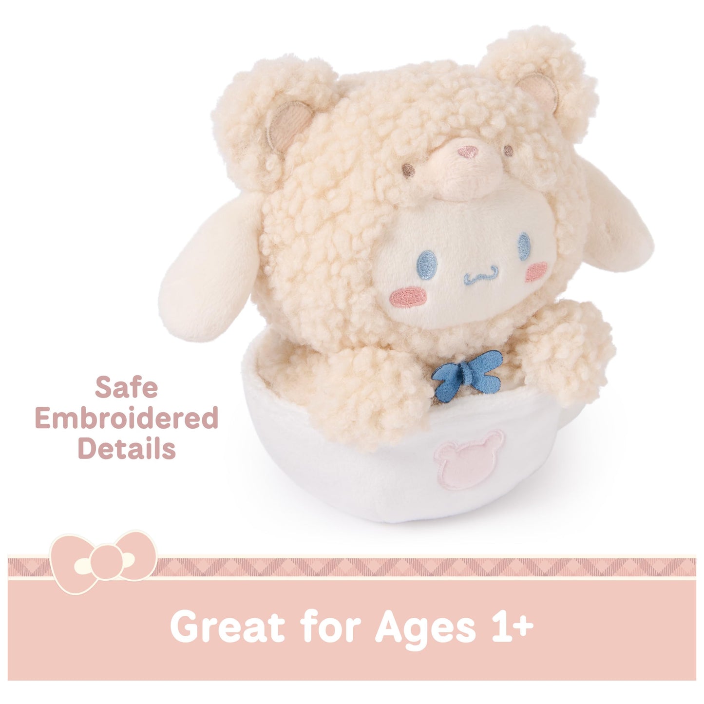 GUND Sanrio Cinnamoroll 6-Inch Plush Toy in Café Latte Bear Outfit; Ages 1+
